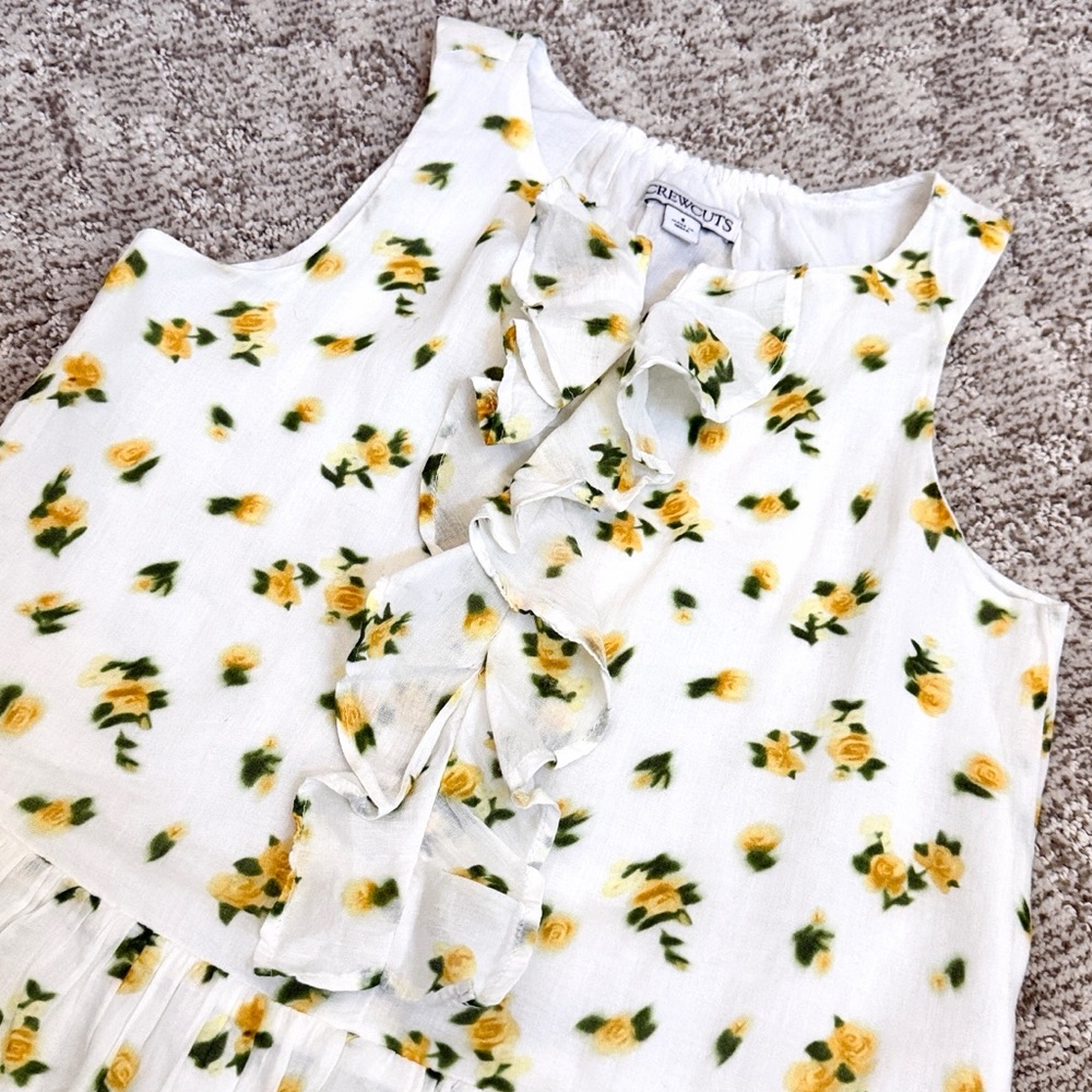J.Crew Girls' Blurry Yellow Rose Print Drop-Waist Ruffle Dress—5 - Picture 5 of 7